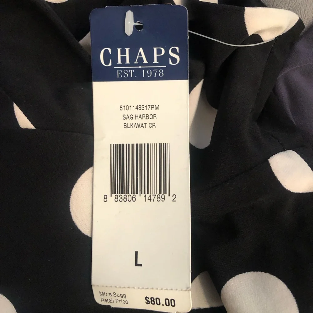 Chaps Black & White Polka Dot Sleeveless Dress Size Large BNWT - Picture 3 of 5